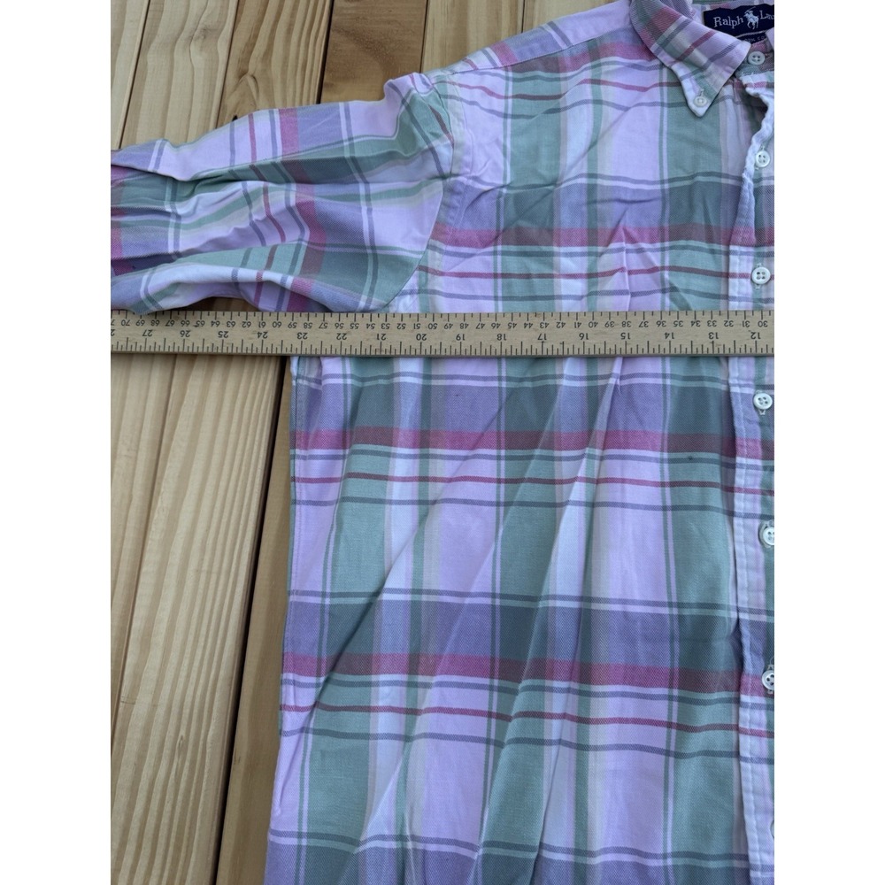 Polo Ralph Lauren Mens Large PINK PLAID LOGO PREPPY OXFORD CLASSIC PASTEL *READ* - Picture 10 of 11